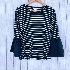 Anthropologie Adele Striped Bell-Sleeved Tee Large